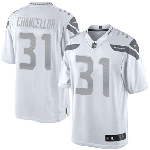 Men's Elite Kam Chancellor Nike Jersey White - #31 Platinum NFL Seattle Seahawks